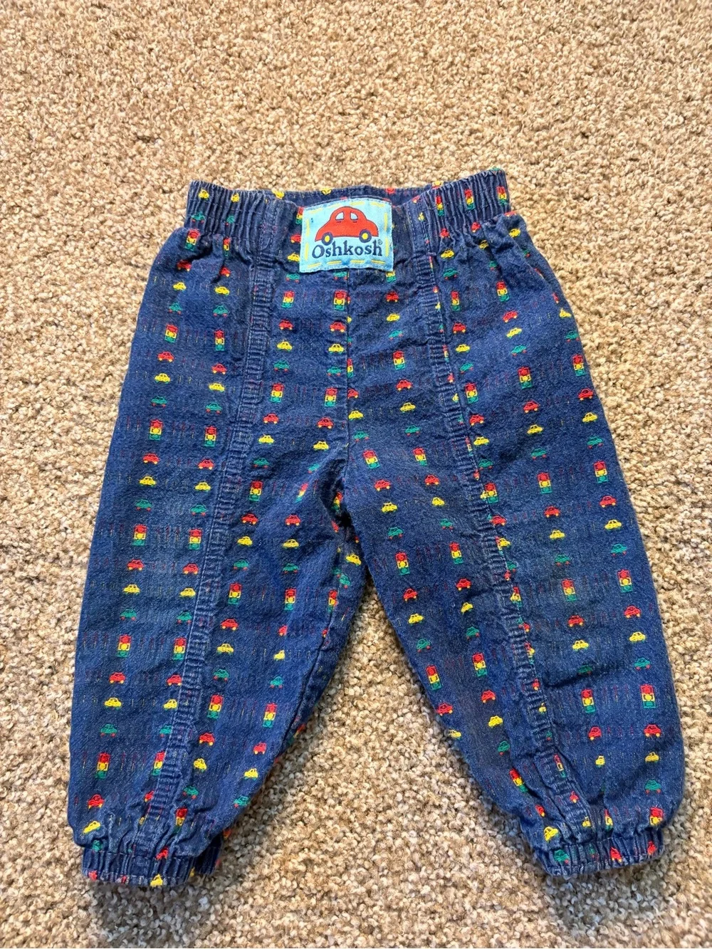 Vintage OshKosh B'gosh Navy Jeans with Multicolor Car Embroidery